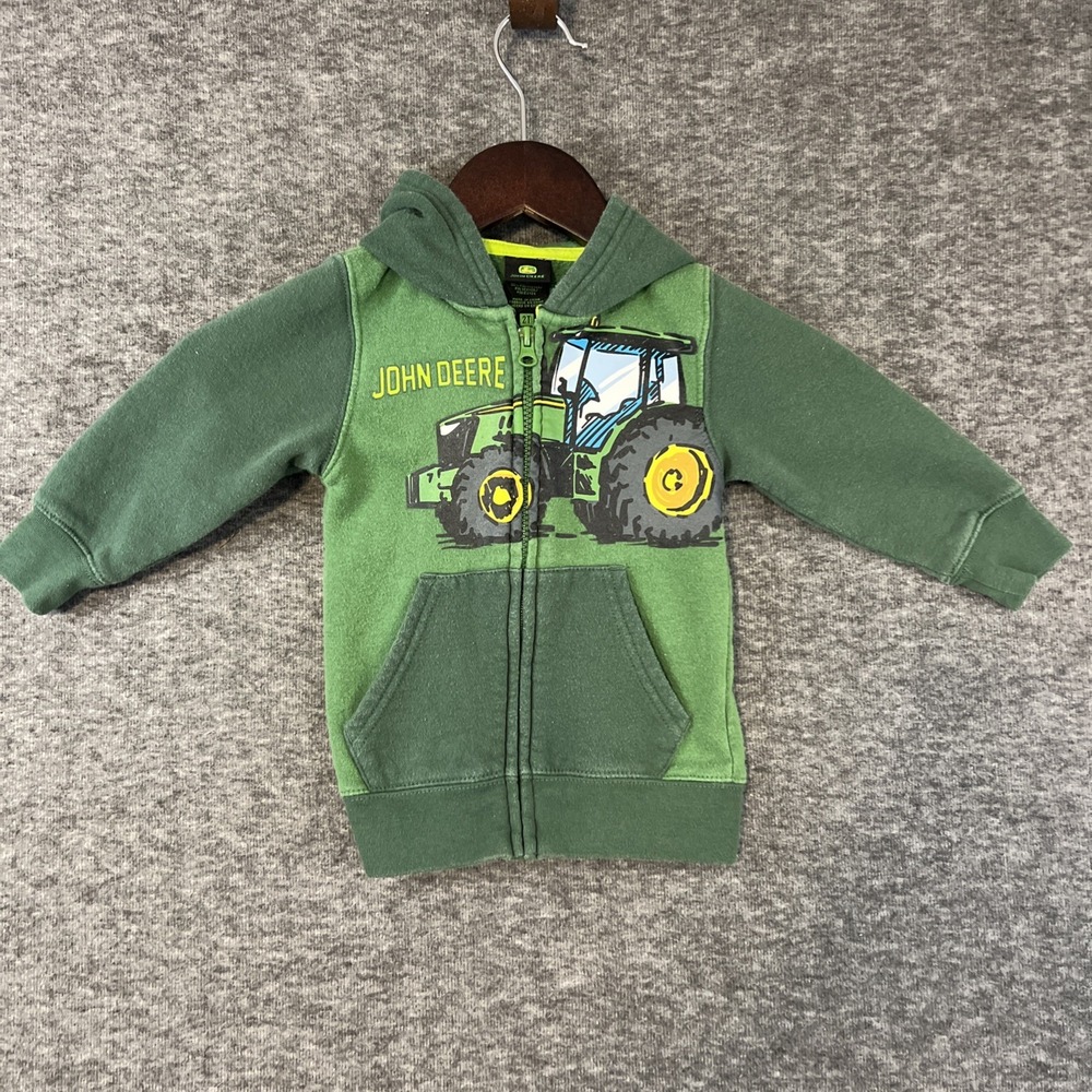 John Deere 2T‎ Green Full Zip Up Hoodie Tractor Pockets